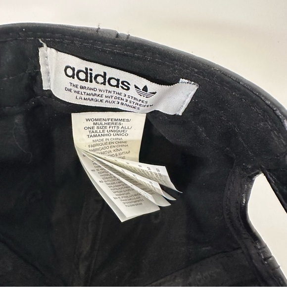 Adidas Black Faux Leather Hat with black logo - Picture 5 of 7